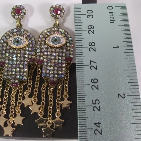 Betsey Johnson hamasa evil eye earrings very cool boho hippie gypsy - Picture 5 of 9